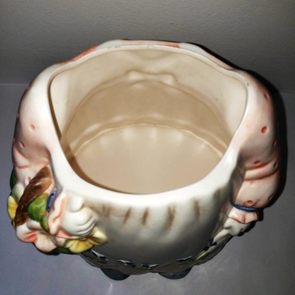 Vintage Takahashi Glass Eyed Girl Cookie Jar Country Doll Flower Basket … - Picture 11 of 13